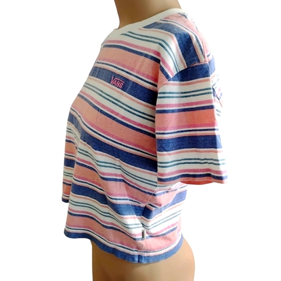 VANS | Wazzy Stripe Coral Beach Vibes Skate Short Sleeve Crop TShirt | XS NWOT - Picture 5 of 7
